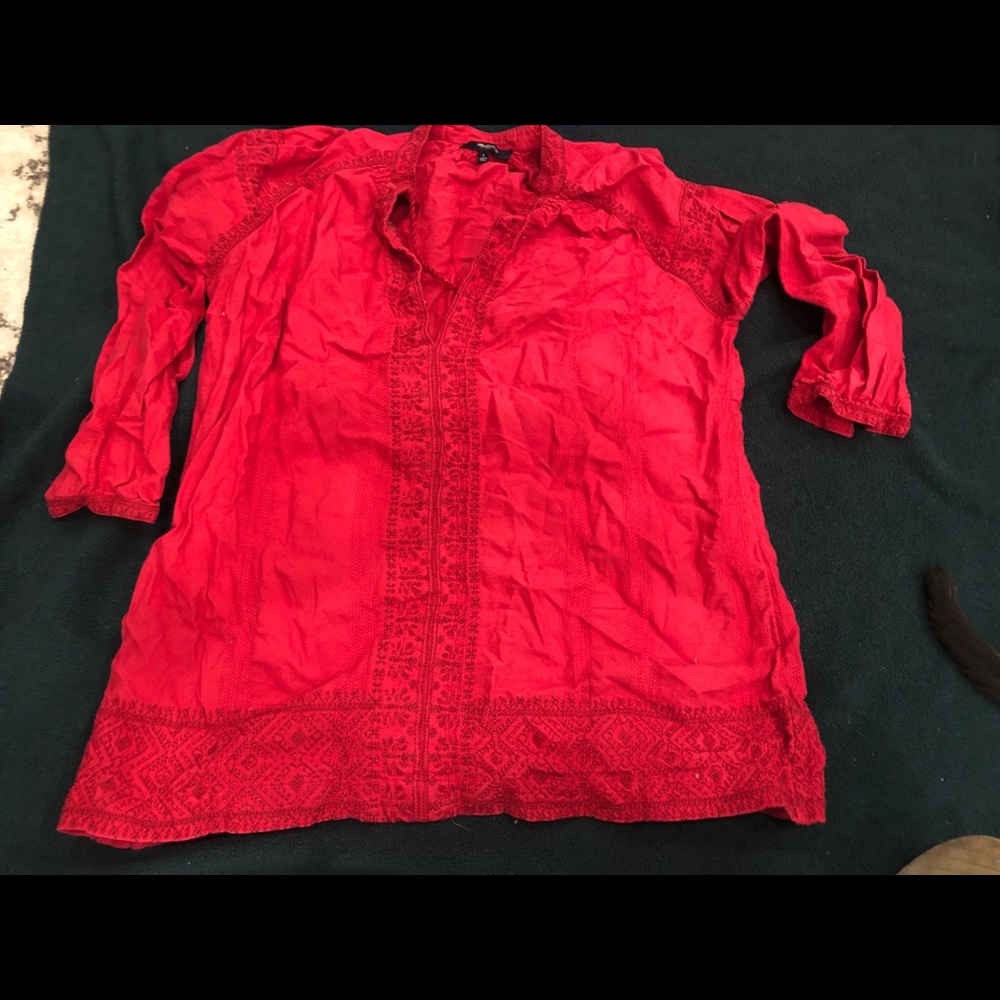 Red tunic with embroidery